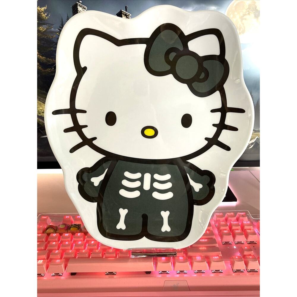 Hello Kitty Halloween Platter Plate Black Bow Skeleton Melamine 2024 Sanrio